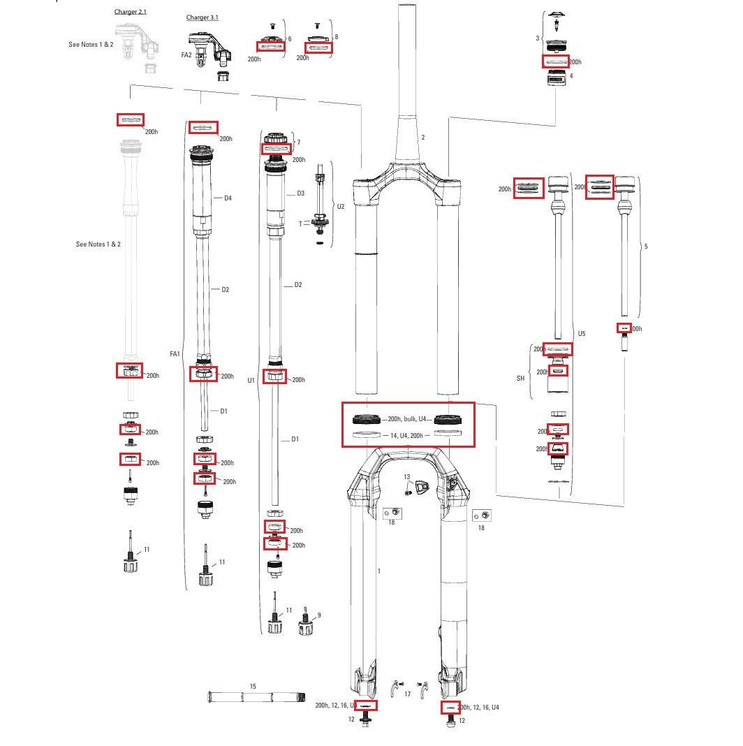 Kit Entretien 200 h/An ROCKSHOX PIKE BASE/SELECT/SELECT+/ULTIMATE (2022+) Gen-C