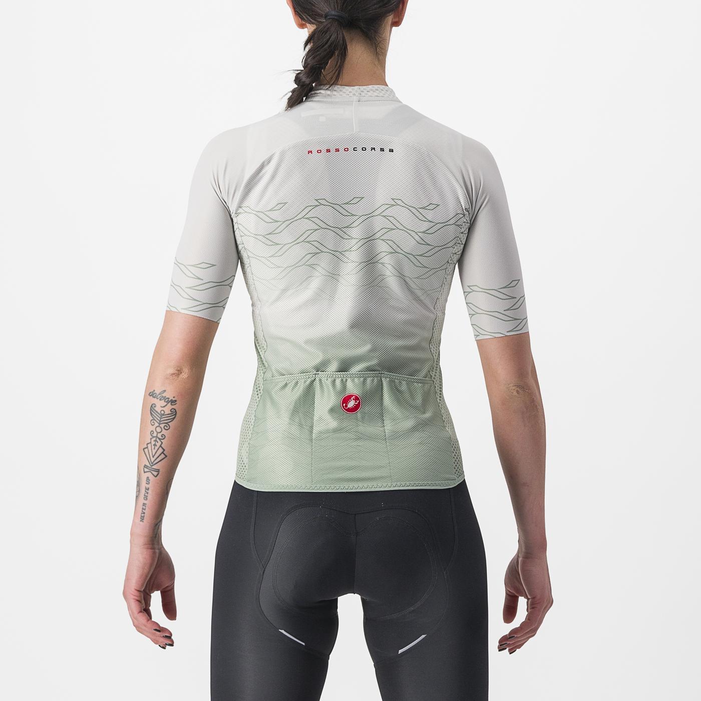 Maillot CASTELLI CLIMBER'S 2.0 W Femme Manches Courtes Gris/Vert