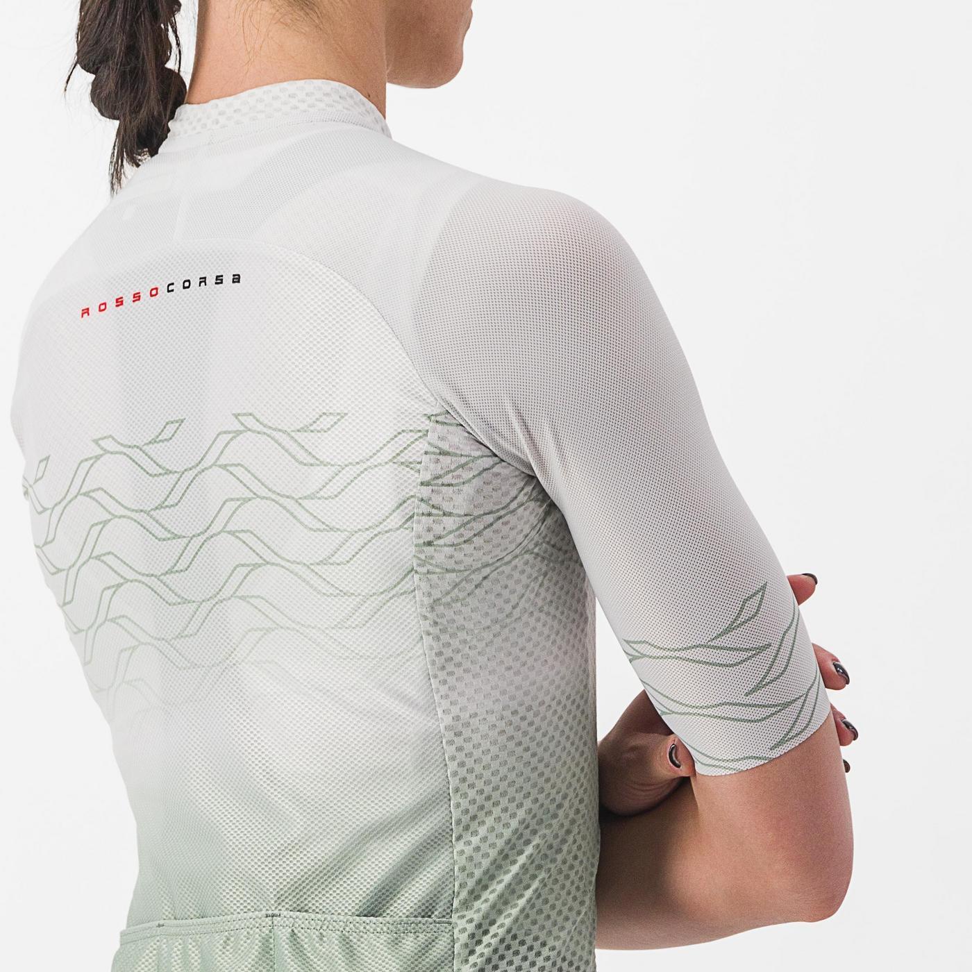 Maillot CASTELLI CLIMBER'S 2.0 W Femme Manches Courtes Gris/Vert