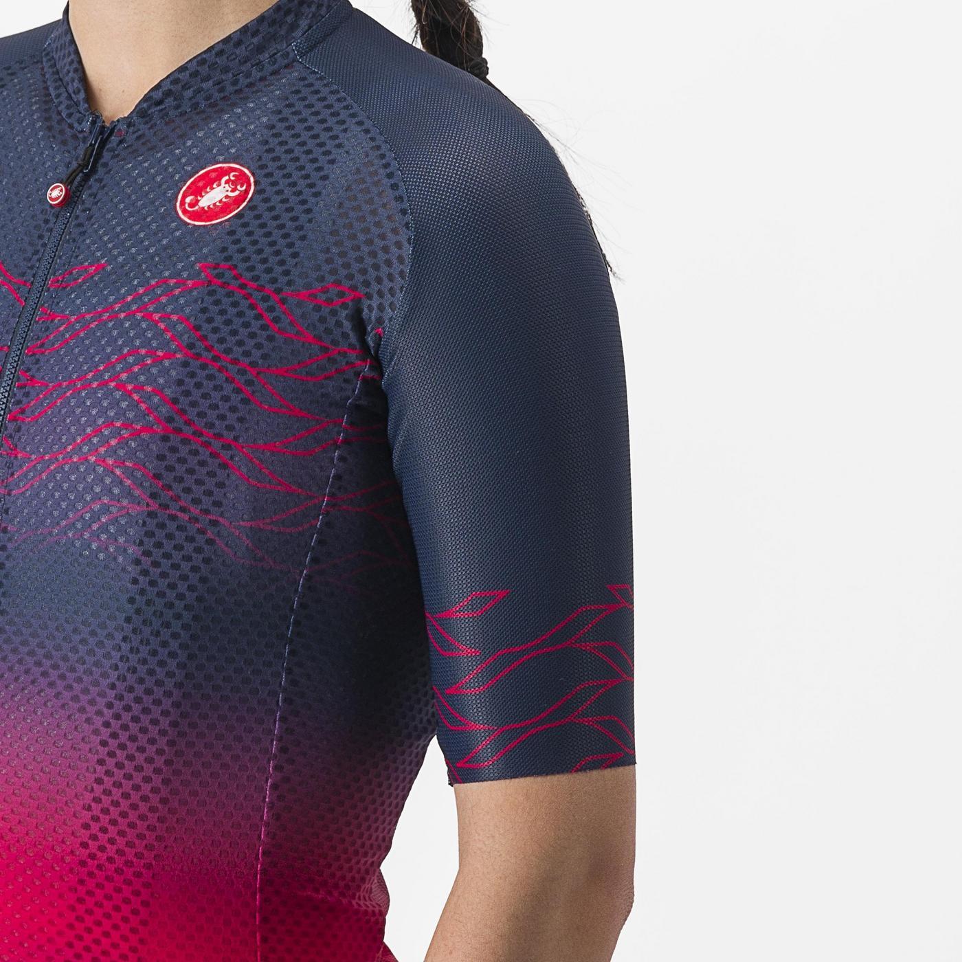 Maillot CASTELLI CLIMBER'S 2.0 W Femme Manches Courtes Marine/Rose