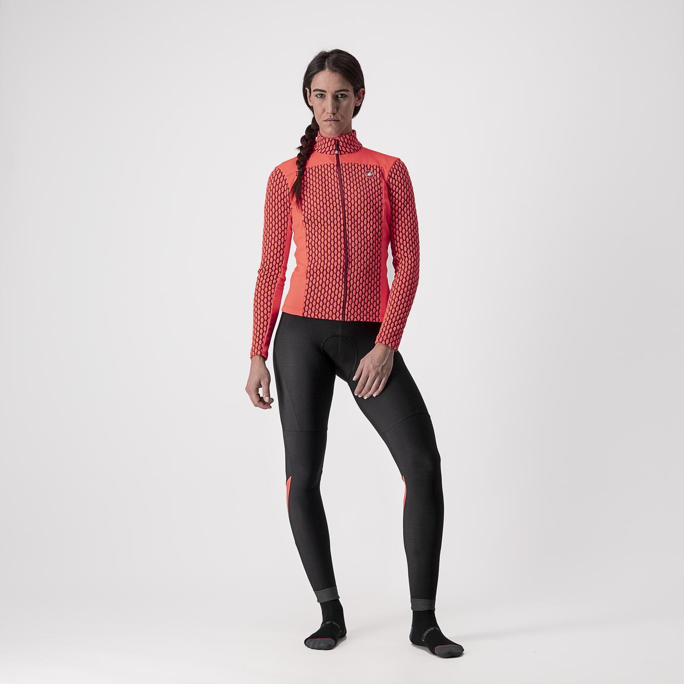 Maillot CASTELLI SFIDA 2 Femme Manches Longues Rose/Bordeaux