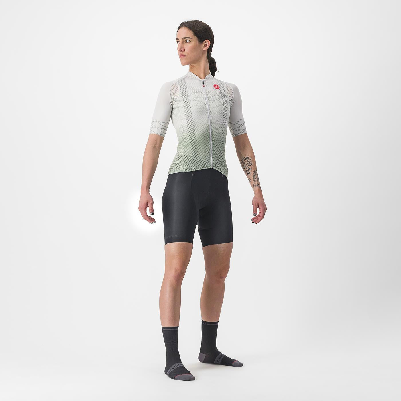 Maillot CASTELLI CLIMBER'S 2.0 W Femme Manches Courtes Gris/Vert