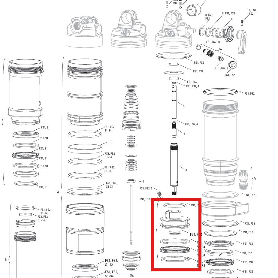 Kit Piston Sealhead pour Amortisseur ROCKSHOX MONARCH B1(PLUS. RL. XX). C1(R.RT.RT3). D1(RT3)