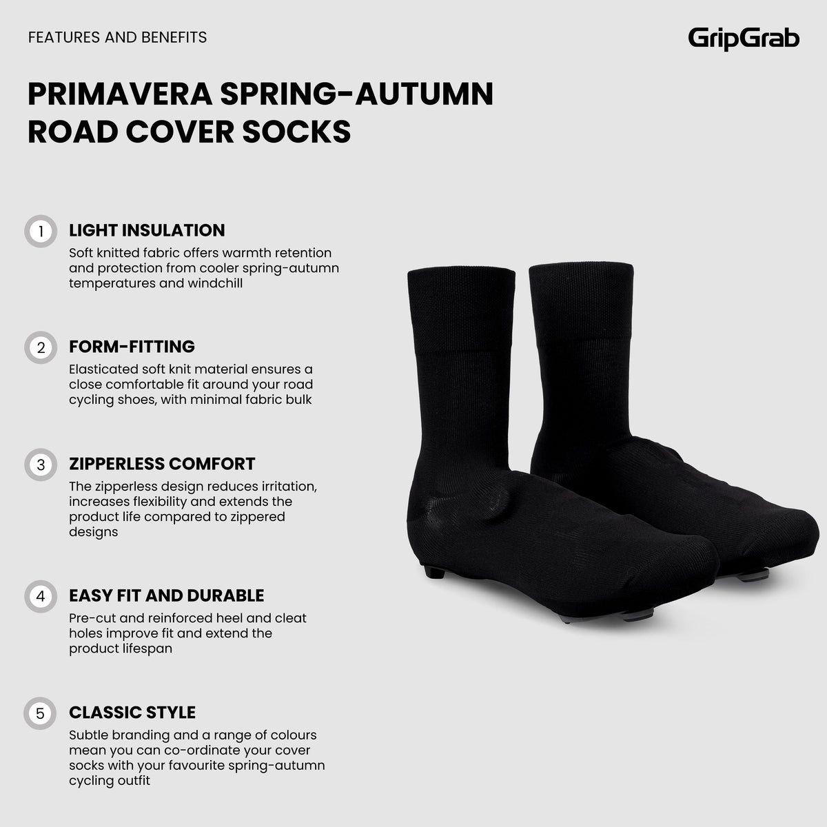 Couvre-Chaussures GRIPGRAB PRIMAVERA SPRING AUTUMN ROAD Noir
