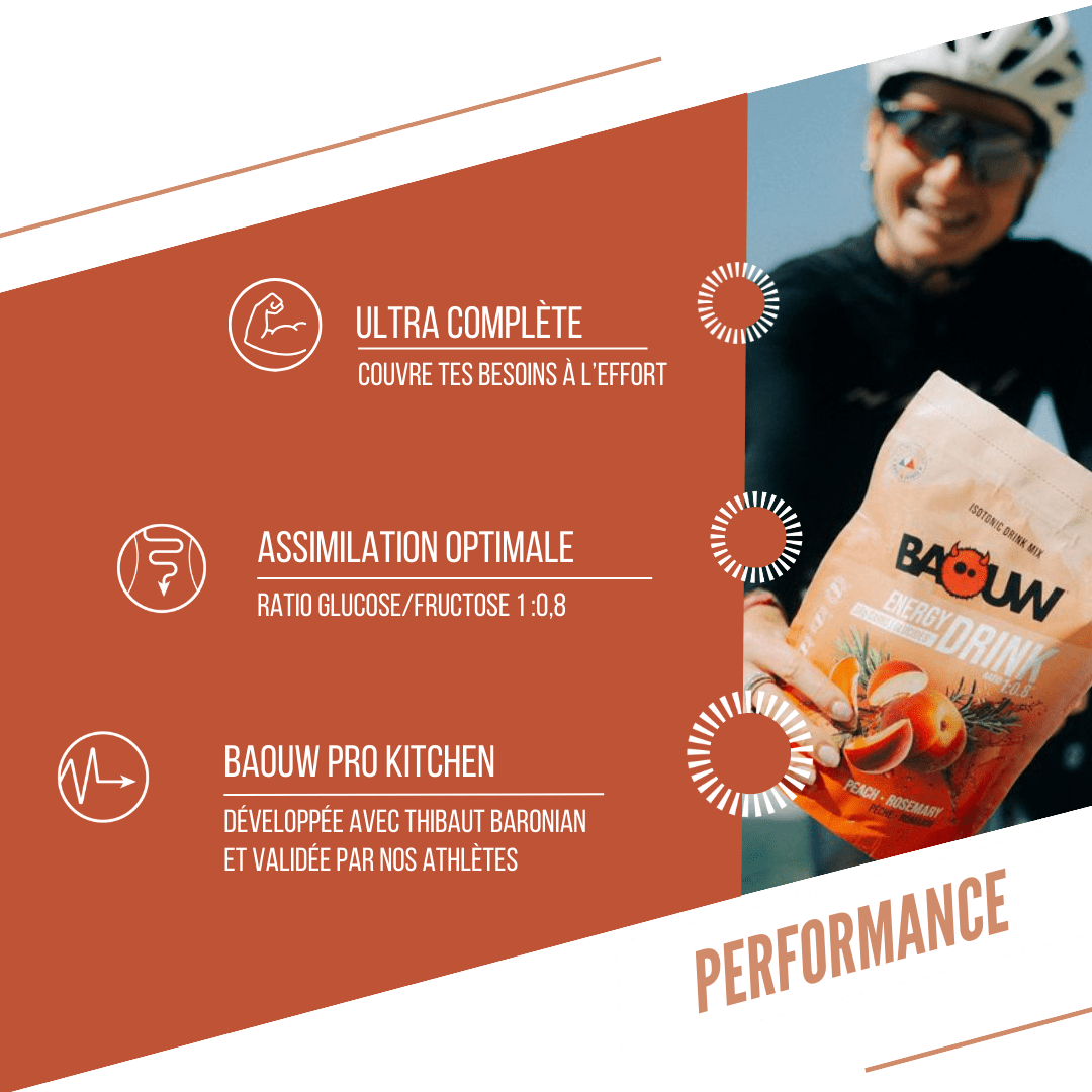 Boisson Énergétique BAOUW ISOTONIC (585g) Pêche Romarin