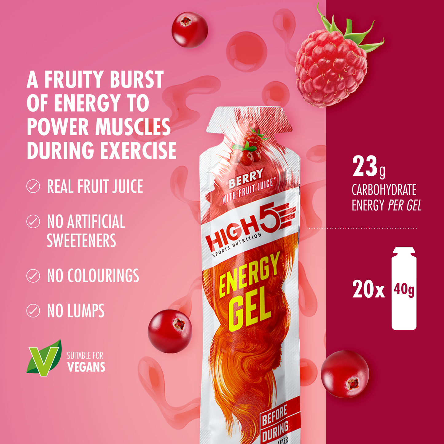 Gel Énergétique HIGH5 ENERGY GEL (40g) Fruits rouges