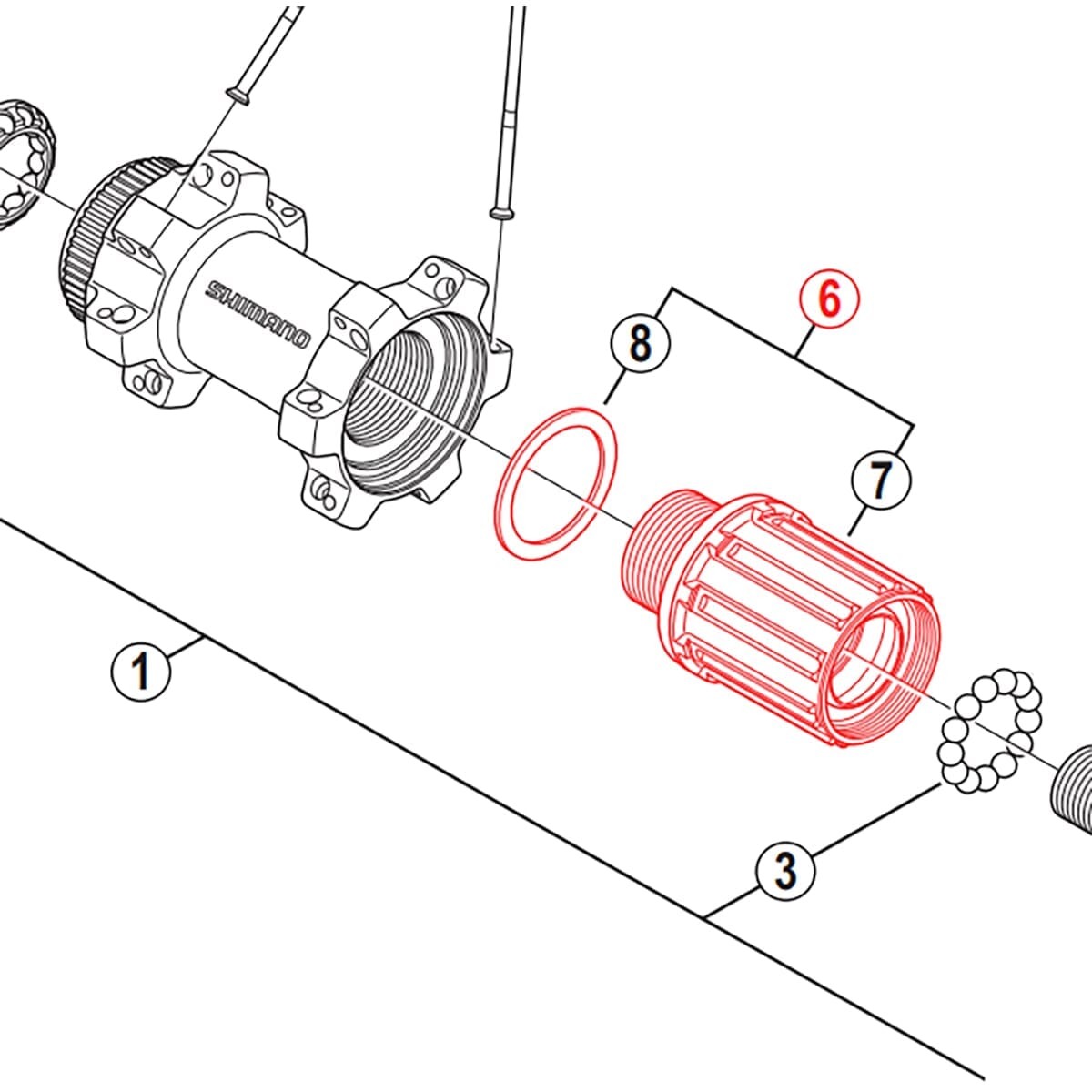 Kit Corps de Roue Libre pour Roues SHIMANO SLX M678/MT66/MT68 Axe