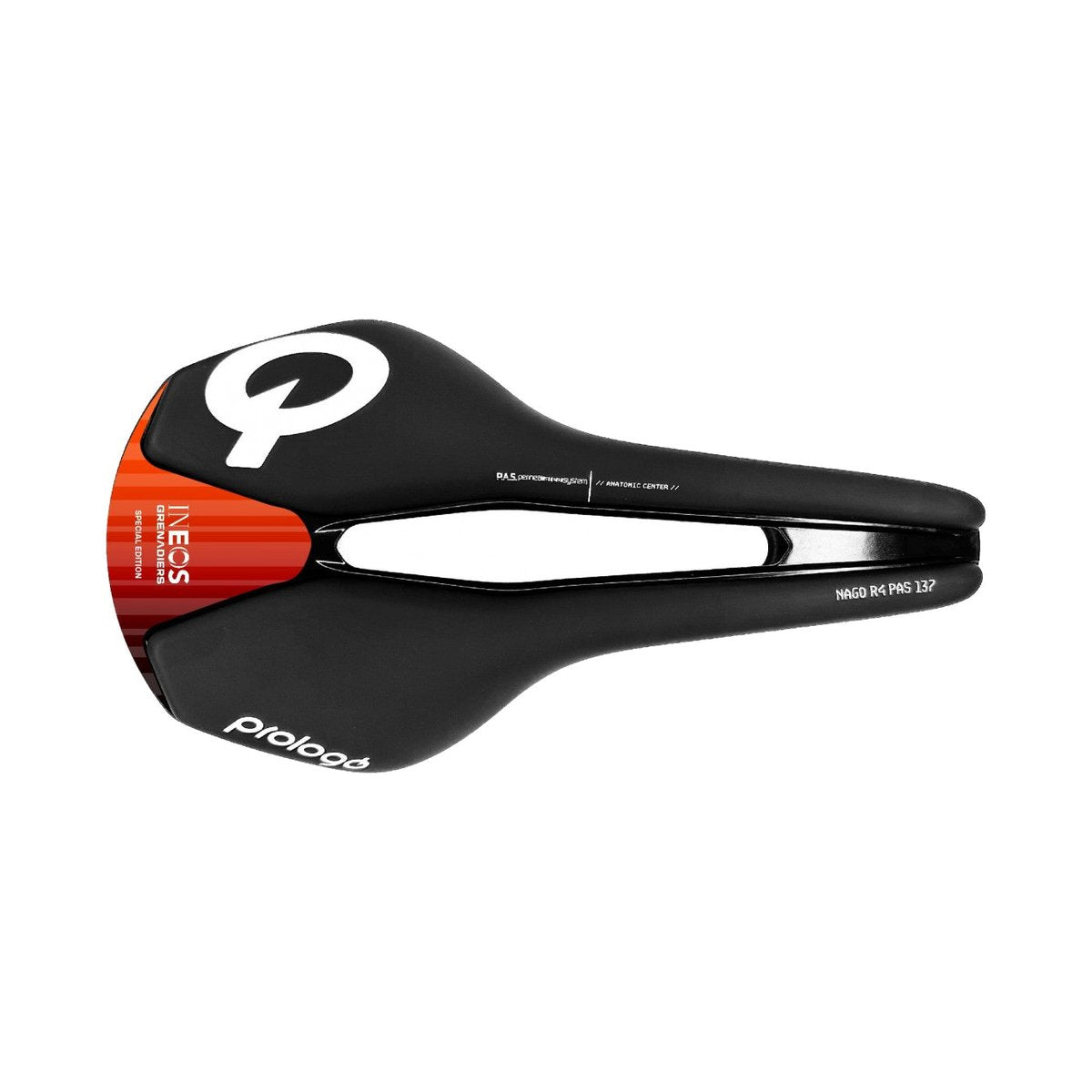 Selle PROLOGO NAGO R4 PAS 137mm Rails Tirox INEOS Noir/Rouge