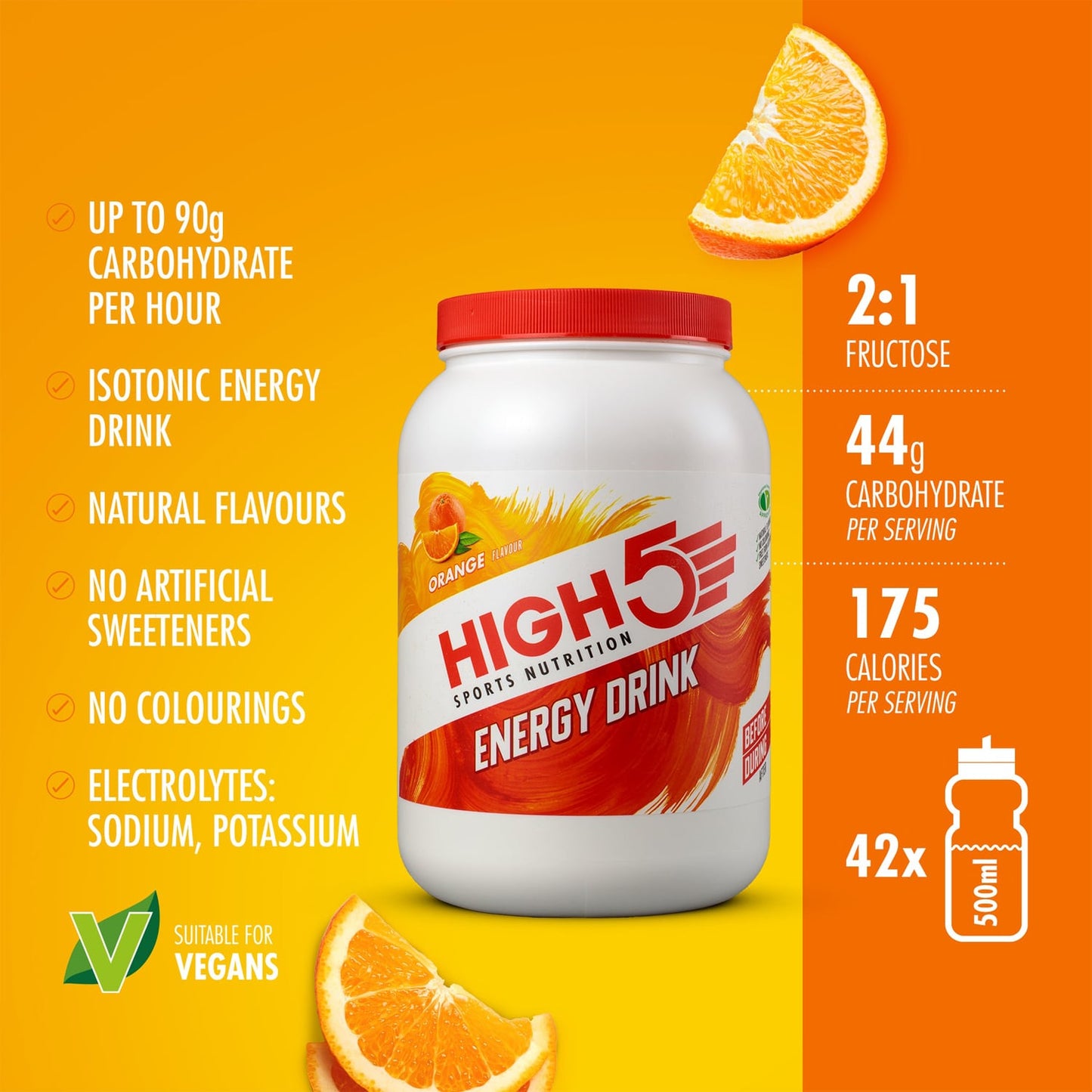 Boisson Énergétique HIGH5 ENERGY DRINK (2.2kg) Orange
