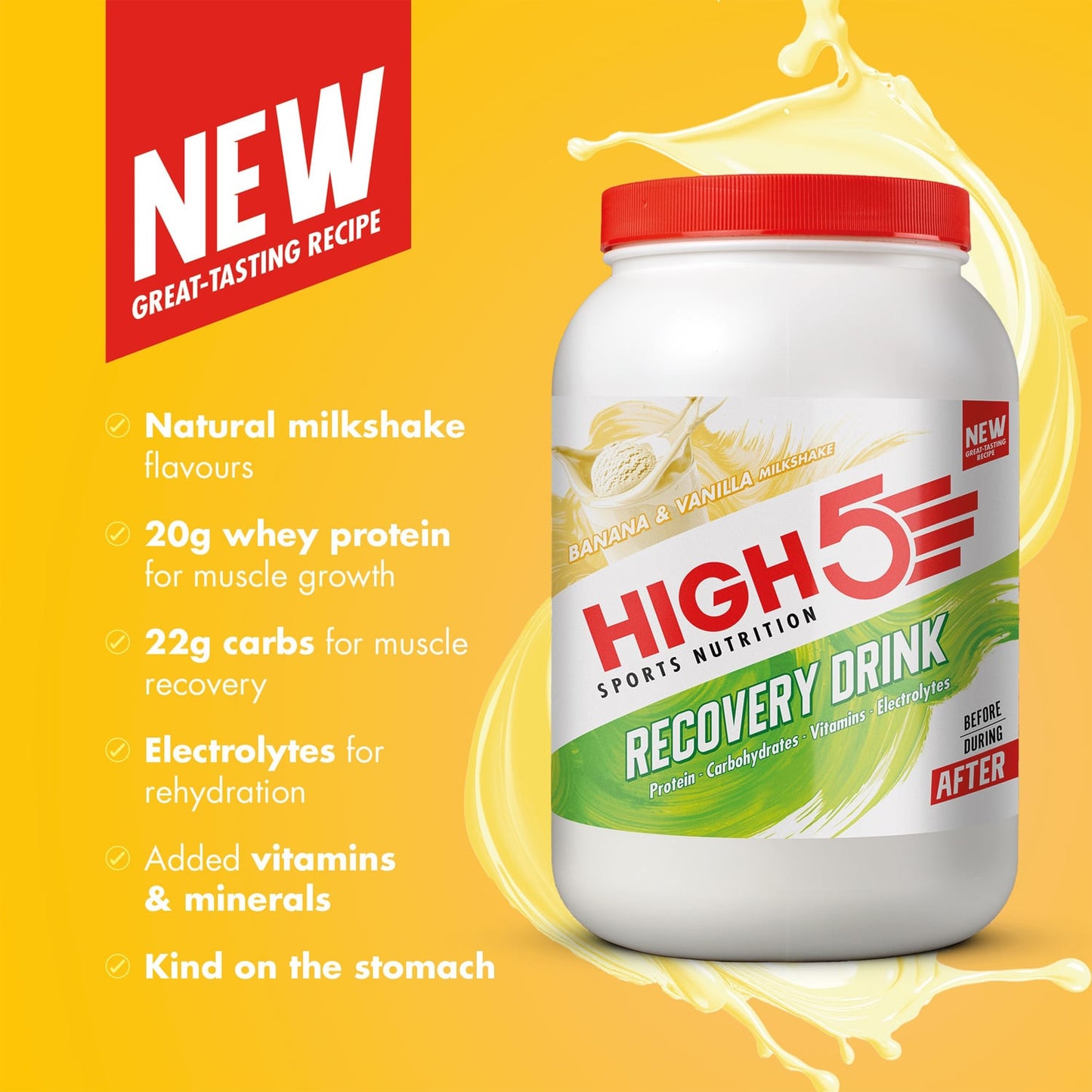 Boisson de Récupération HIGH5 RECOVERY DRINK (1.6kg) Banane Vanille Milkshake