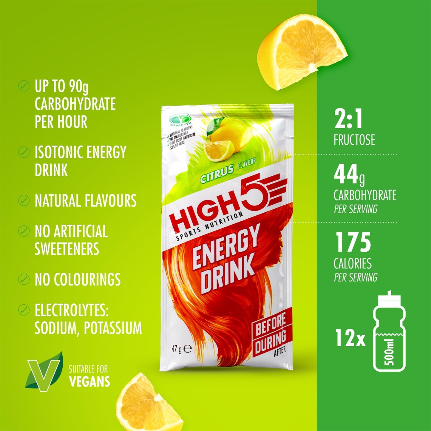 Boisson Énergétique HIGH5 ENERGY DRINK CAFFEINE HIT (47g) Citron