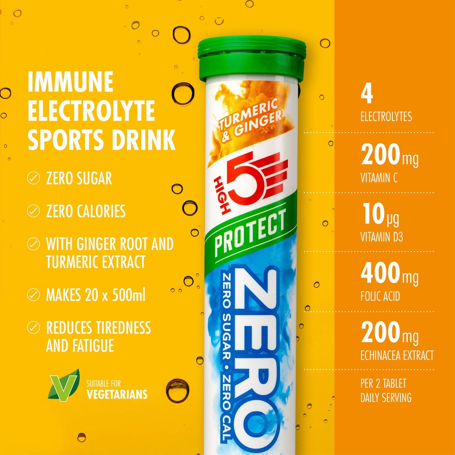 Pastilles d'Hydratation Electrolytes HIGH5 ZERO PROTECT (x20) Curcuma Gingembre