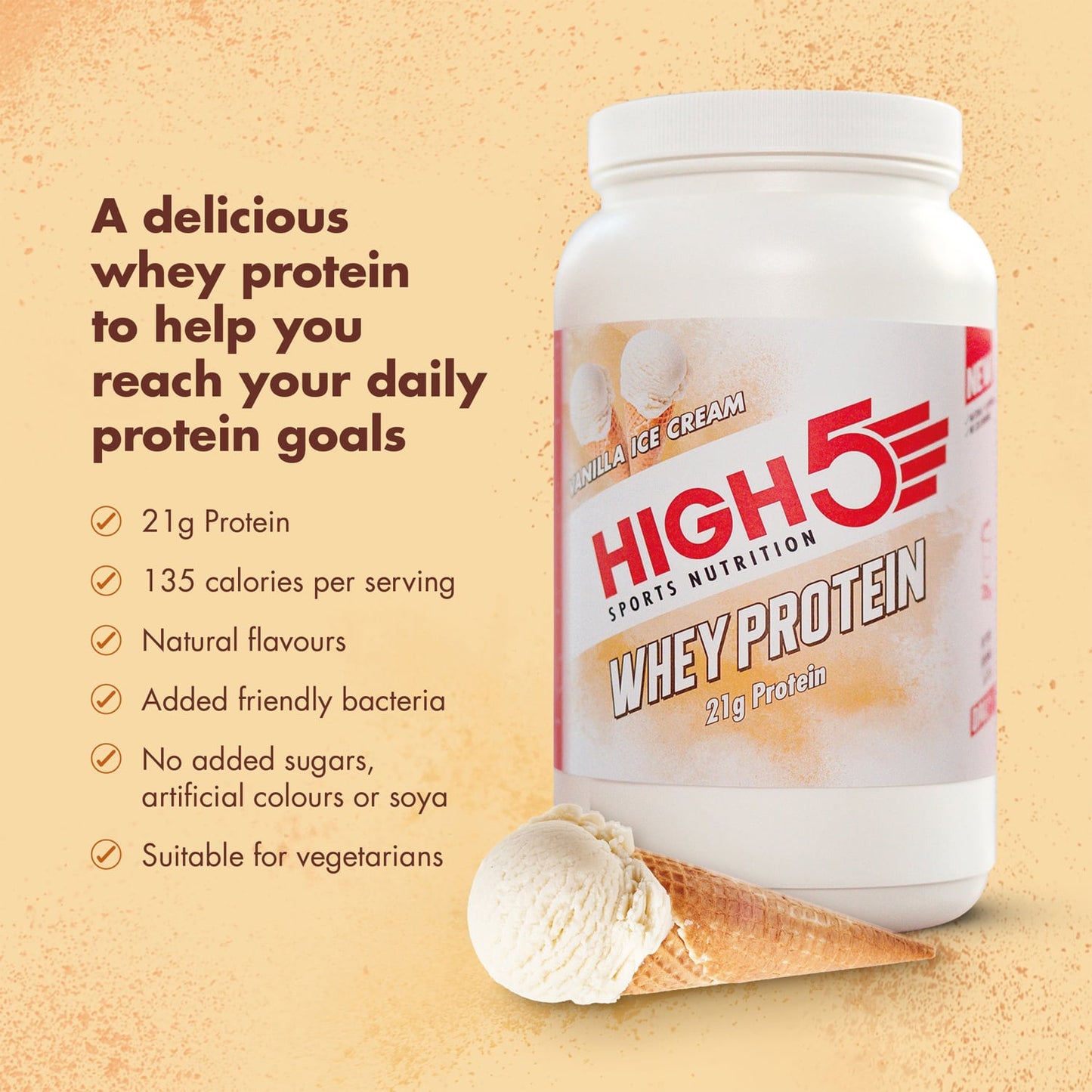 Boisson de Récupération HIGH5 WHEY PROTEIN (700g) Glace Vanille