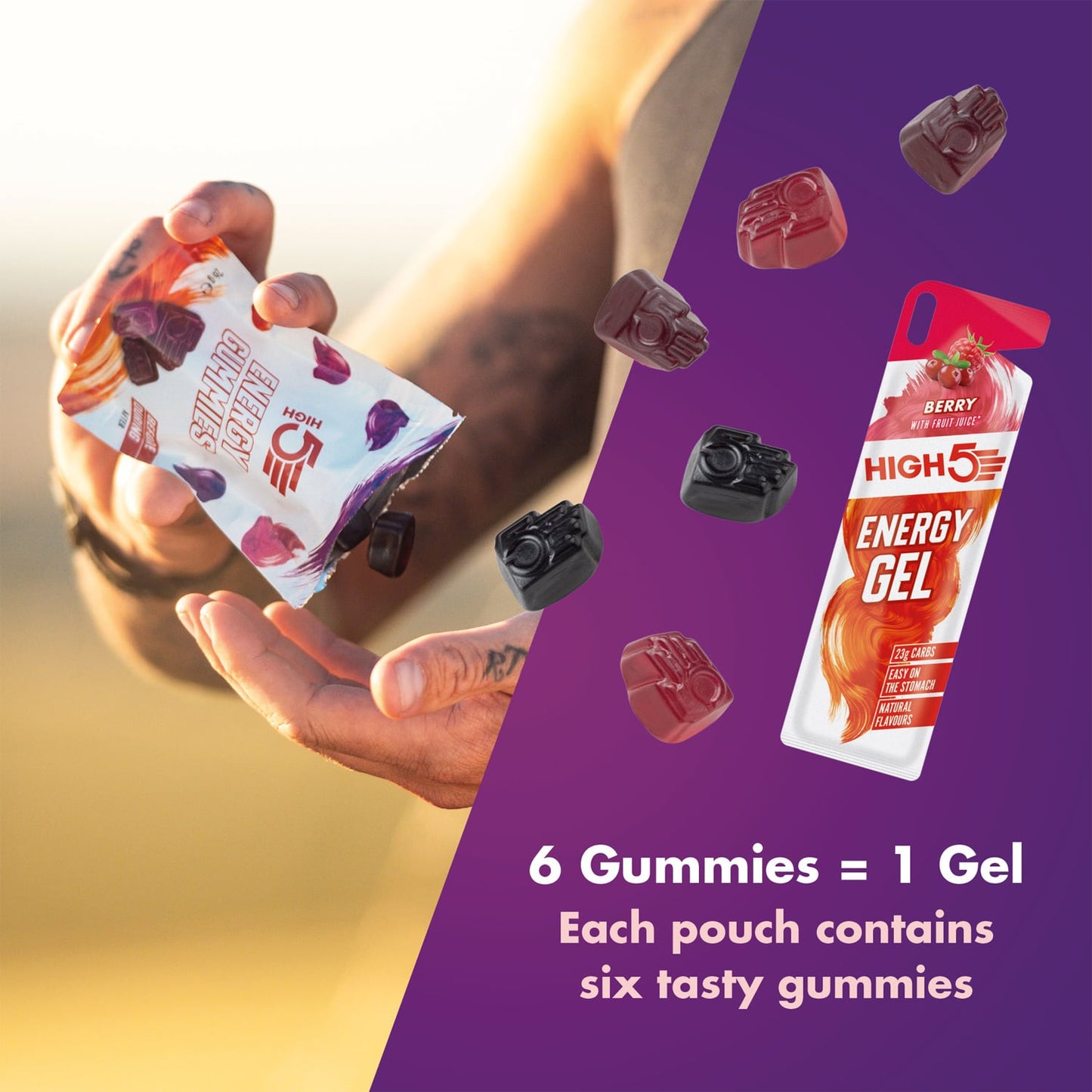 Gommes Énergétiques HIGH5 ENERGY GUMMIES (26g) Fruits Rouge