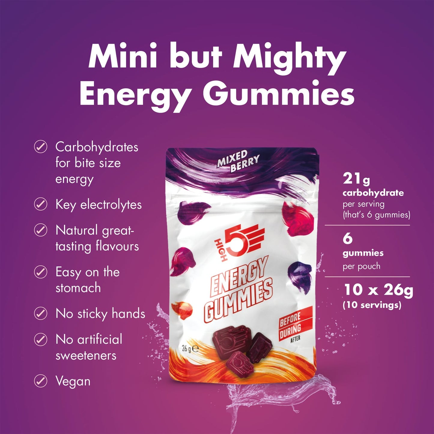 Gommes Énergétiques HIGH5 ENERGY GUMMIES (26g) Fruits Rouge