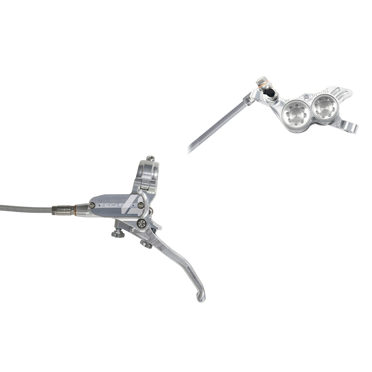 Paire de Freins HOPE TECH 4 V4 Durite Aviation Argent/Argent