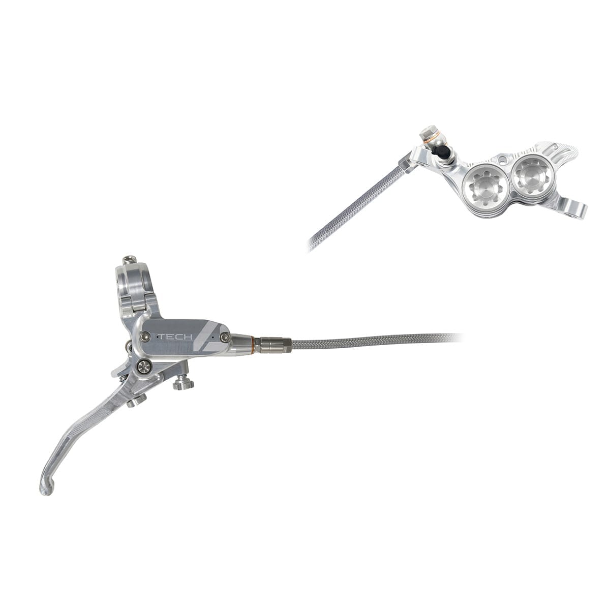 Paire de Freins HOPE TECH 4 V4 Durite Aviation Argent/Argent