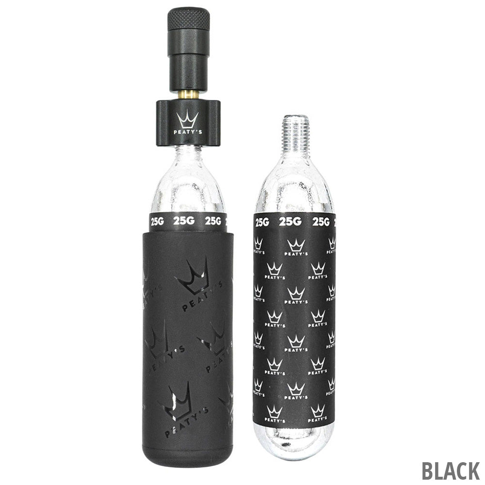 Percuteur CO2 PEATY'S HOLESHOT MTB + 2 Cartouches CO2 Filetée 25 g Noir