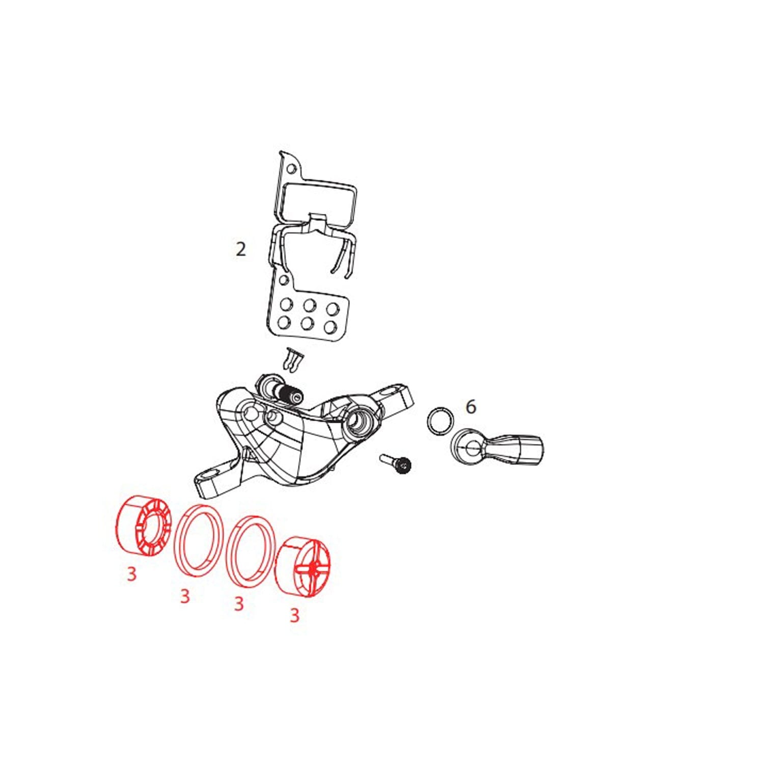 SRAM – KIT d'étrier de ein à disque, avec PISTONS de 2-16MM et 2-15MM, joints et O-RINGS, CODE R B1/RSC A1 18 SRAM – KIT d'étrier de ein à disque, avec PISTONS de 2-16MM et 2-15MM, joints et O-RINGS, CODE R B1/RSC A1 18
