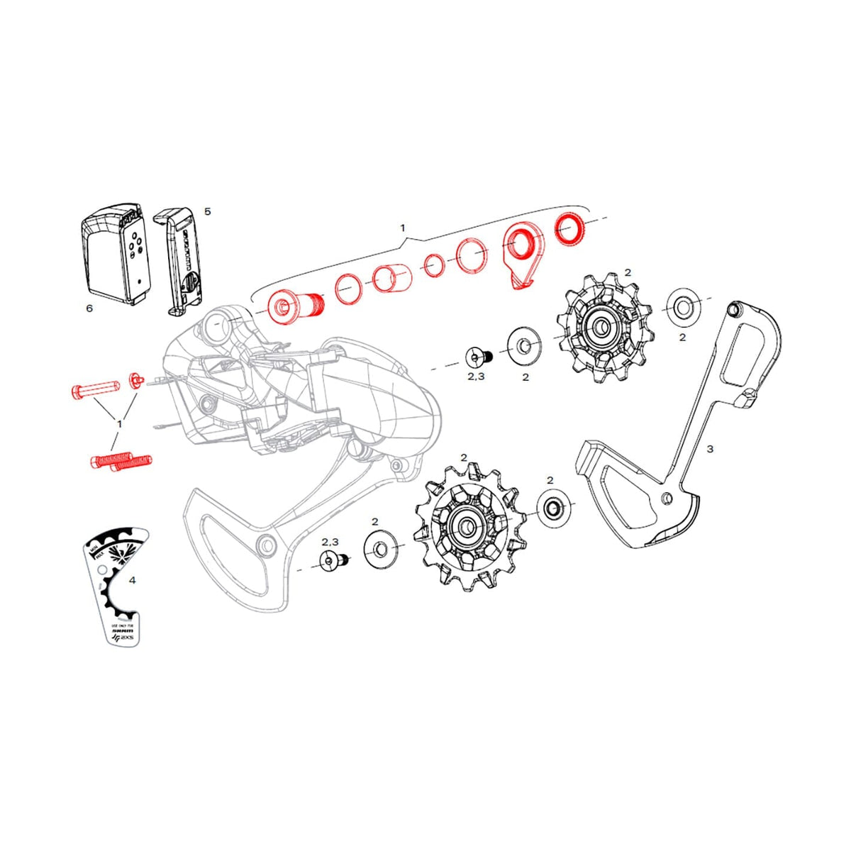 Kit Vis de Fixation et de Réglage Pour Dérailleur Arrière SRAM X01 Eagle AXS #11.7518.092.001