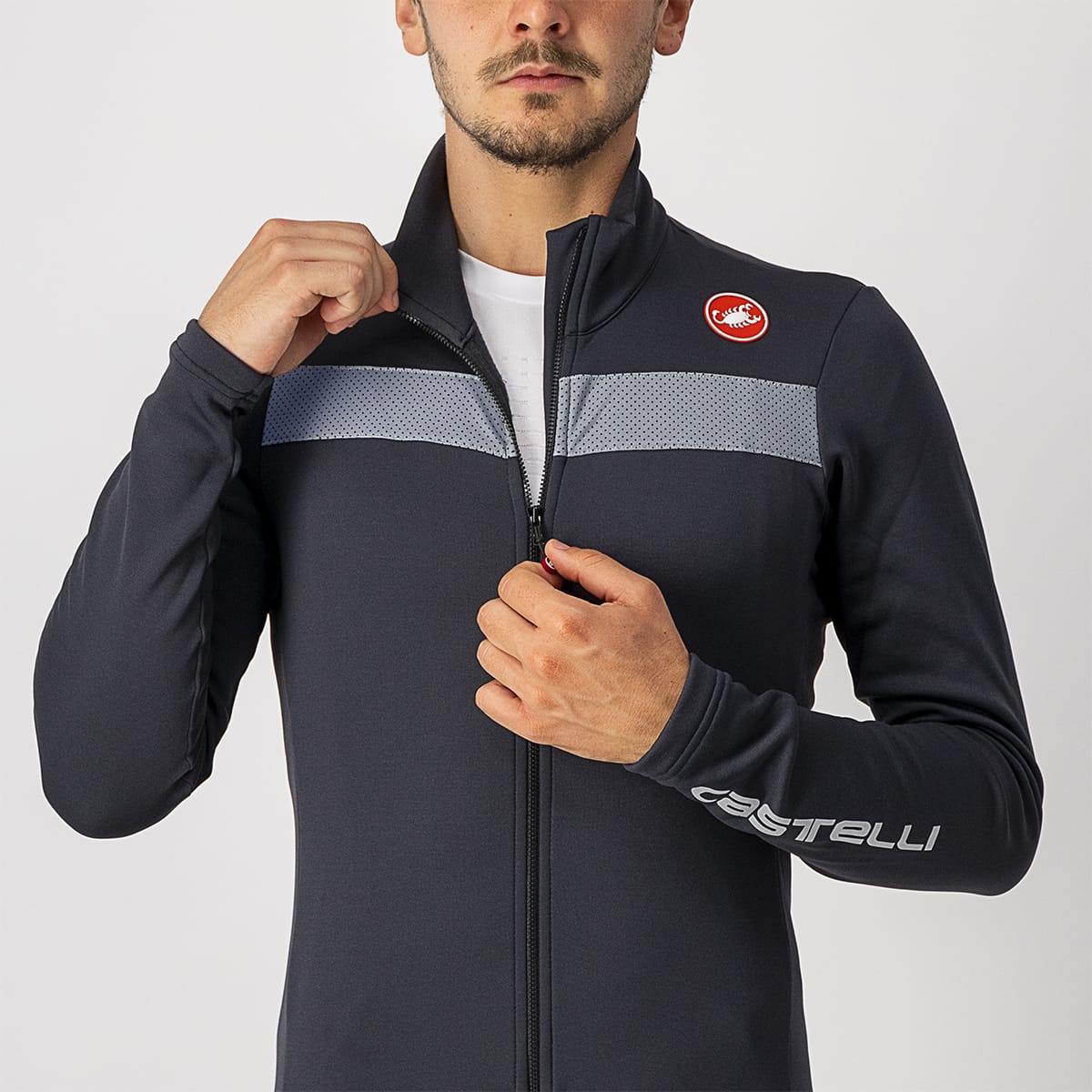 Maillot CASTELLI PURO 3 FZ Manches Longues Noir/Gris