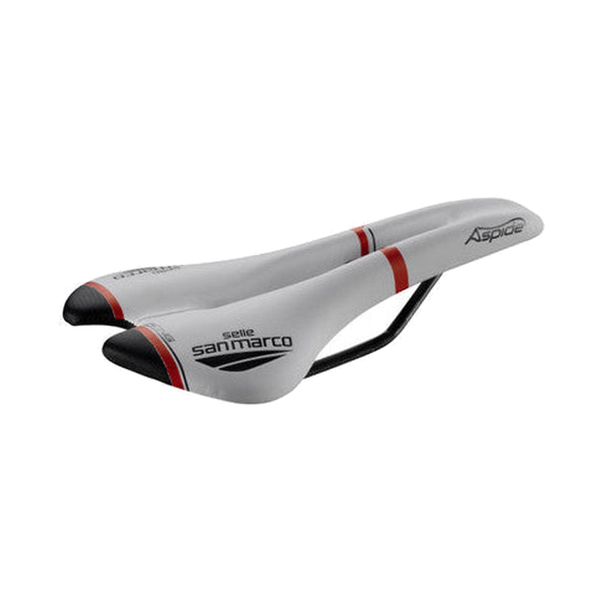 Selle SAN MARCO ASPIDE RACING OPEN FIT NARROW Rails Xsilite Blanc/Noir/Rouge