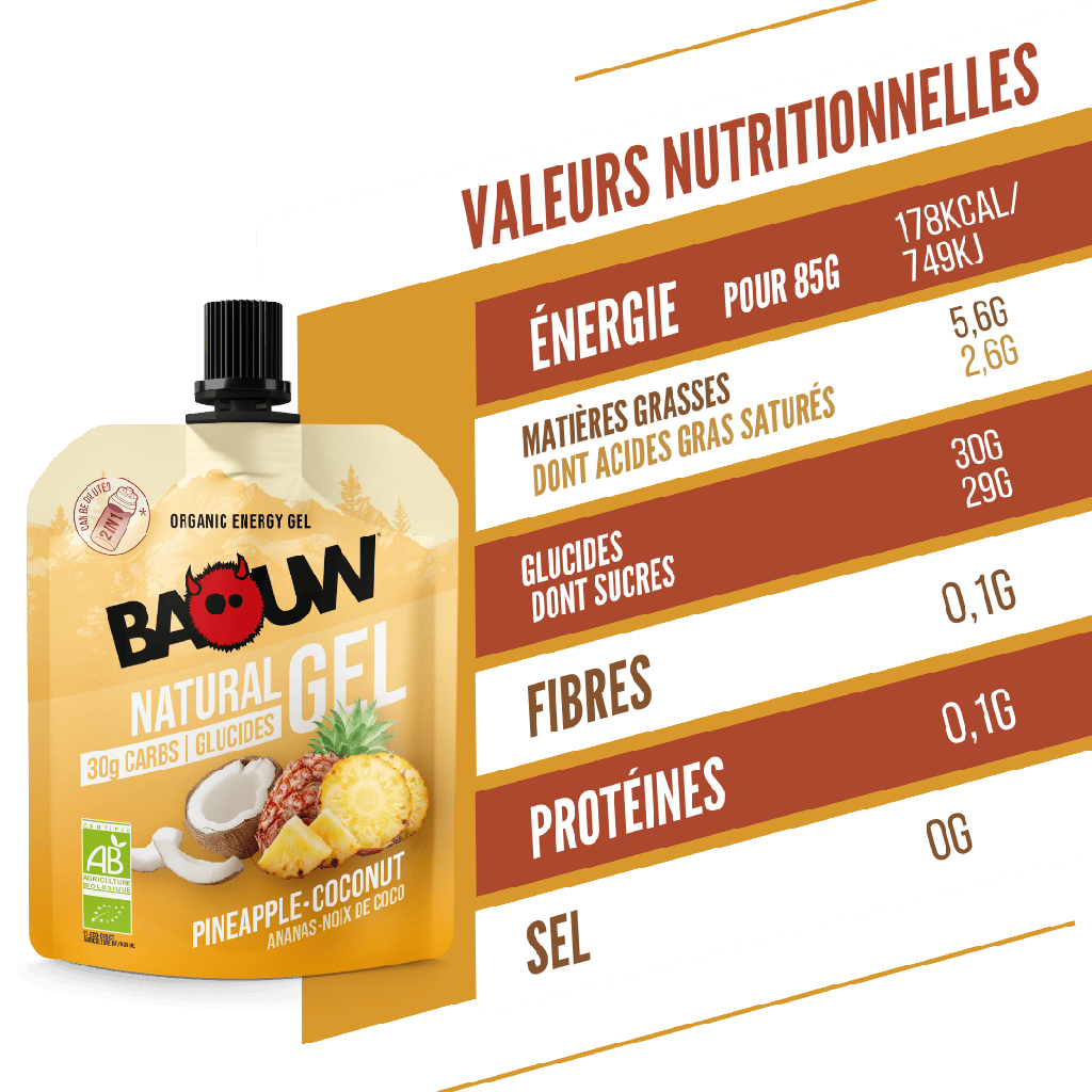 Gel Énergétique BAOUW BIO Ananas/Noix de Coco (85g)