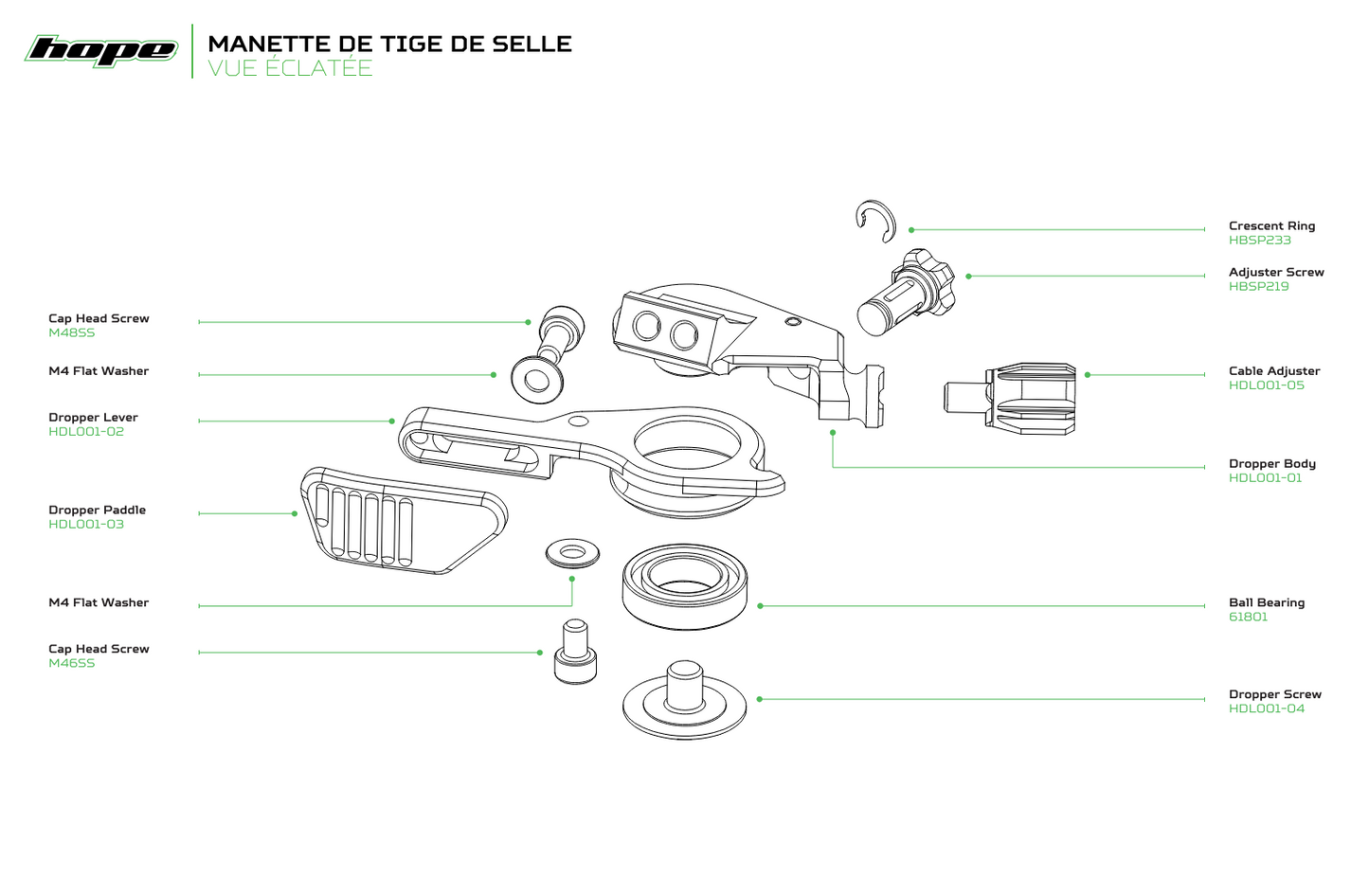Commande de Tige de Selle HOPE Argent/Rouge