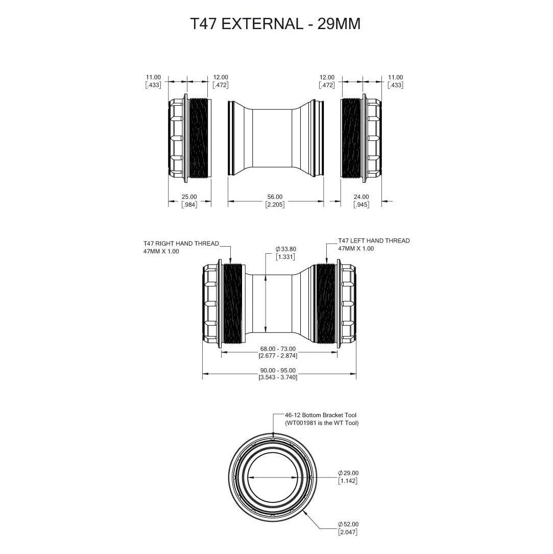 Boitier de Pédalier WOLFTOOTH T47 Externe 29mm SRAM DUB Ultraviolet