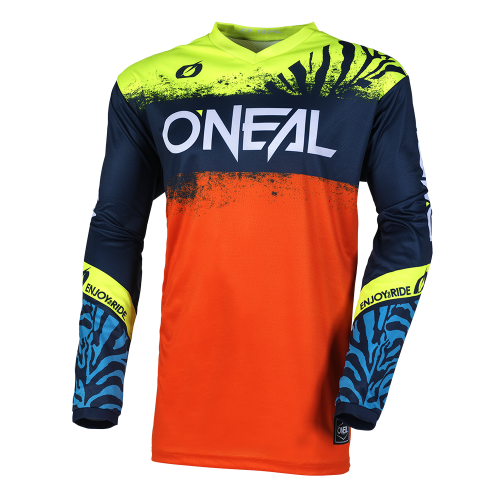 Maillot Motocross O'Neal Element Attack FR 2025 - Noir/Jaune, Manches Longues, 100% Polyester