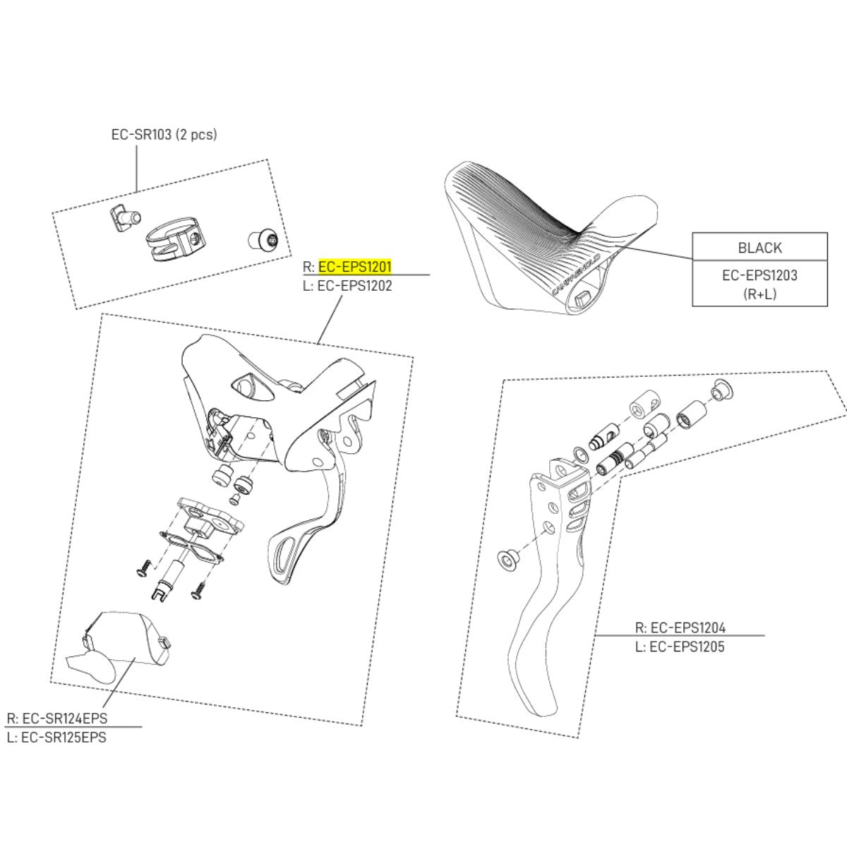 Corps de Manette Droite CAMPAGNOLO Leviers ERGOPOWER SUPER RECORD EPS 12V Frein sur Jante