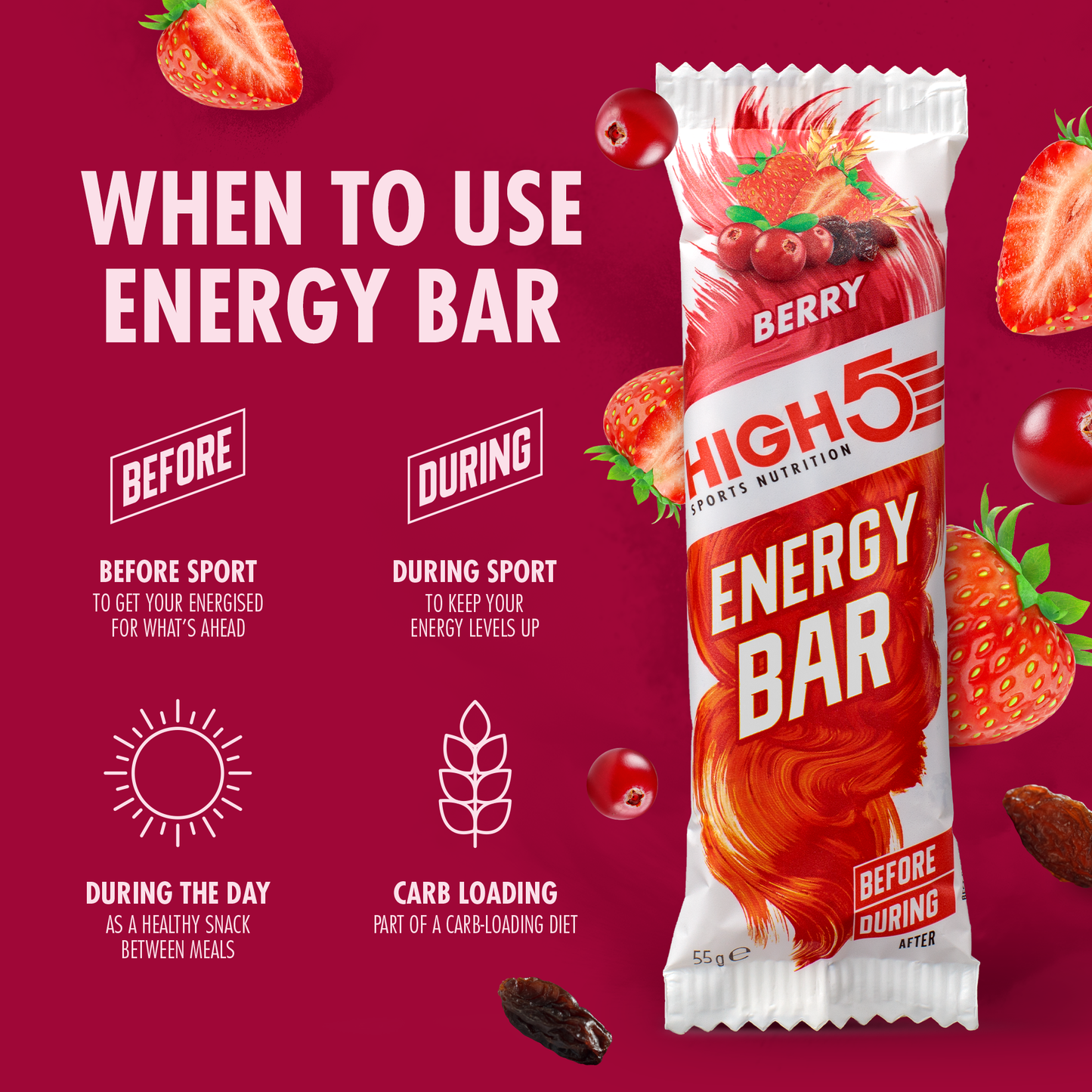 Barre Énergétique HIGH5 ENERGY BAR (55g) Fruits rouges