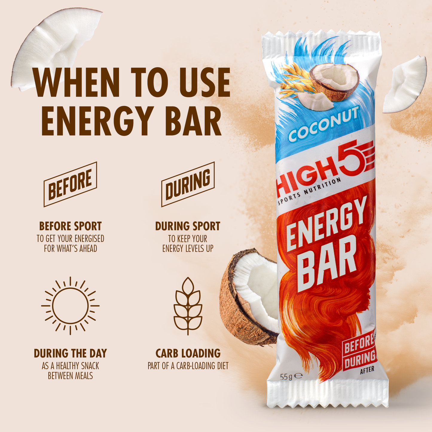 Barre Énergétique HIGH5 ENERGY BAR (55g) Coco