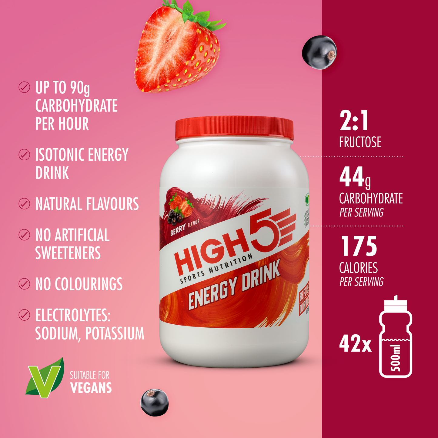 Boisson Énergétique HIGH5 ENERGY DRINK (2.2kg) Fruits rouges