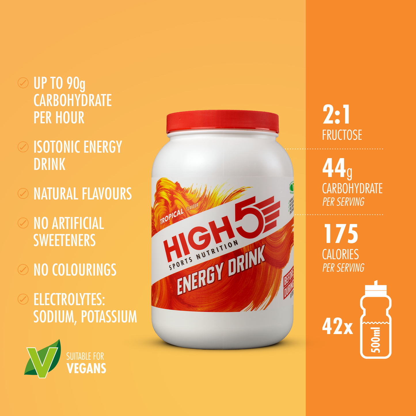 Boisson Énergétique HIGH5 ENERGY DRINK (2.2kg) Tropical