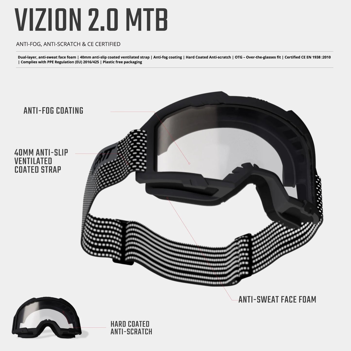 Masque LEATT VIZION 2.0 MTB Violet Écran Transparent