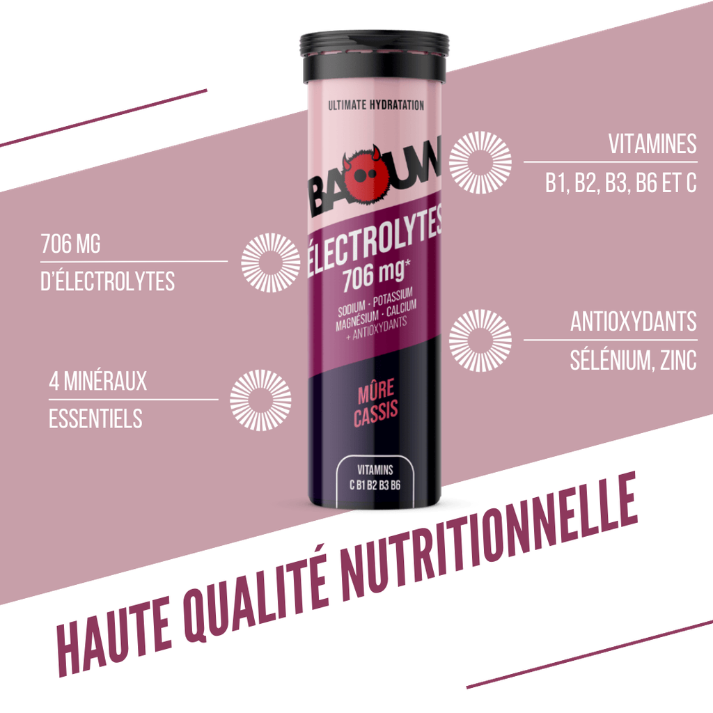 Boisson Énergétique BAOUW (Tube de 10 Pastilles) Mûre/Cassis