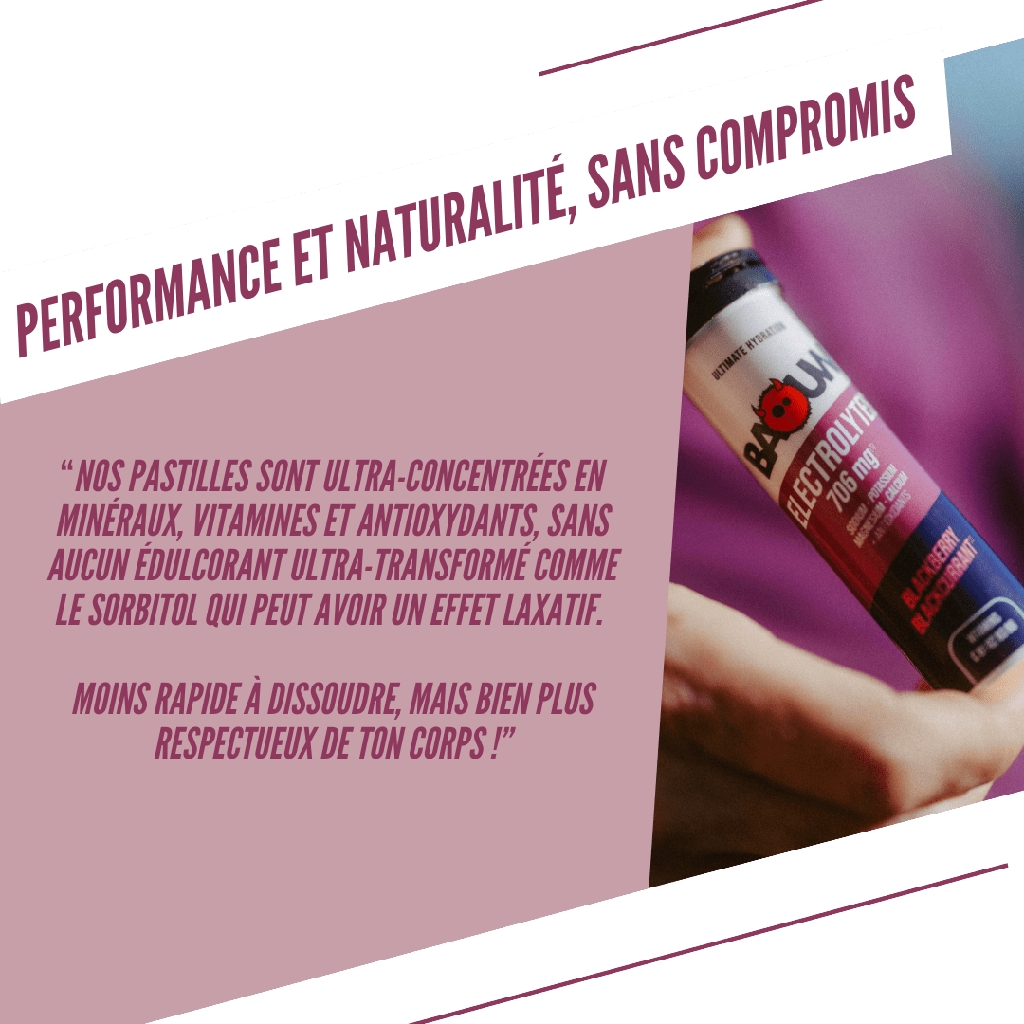 Boisson Énergétique BAOUW (Tube de 10 Pastilles) Mûre/Cassis