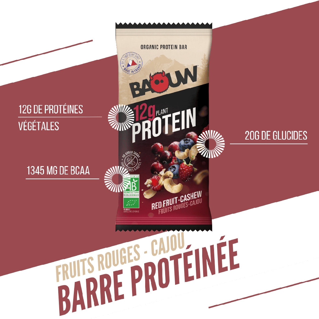 Barre Protéinée BAOUW BIO EXTRA Fruits Rouges/Cajou (50g)