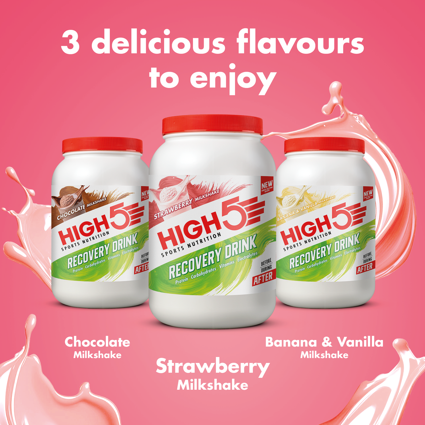 Boisson de Récupération HIGH5 RECOVERY DRINK (450g) Fraise Milkshake
