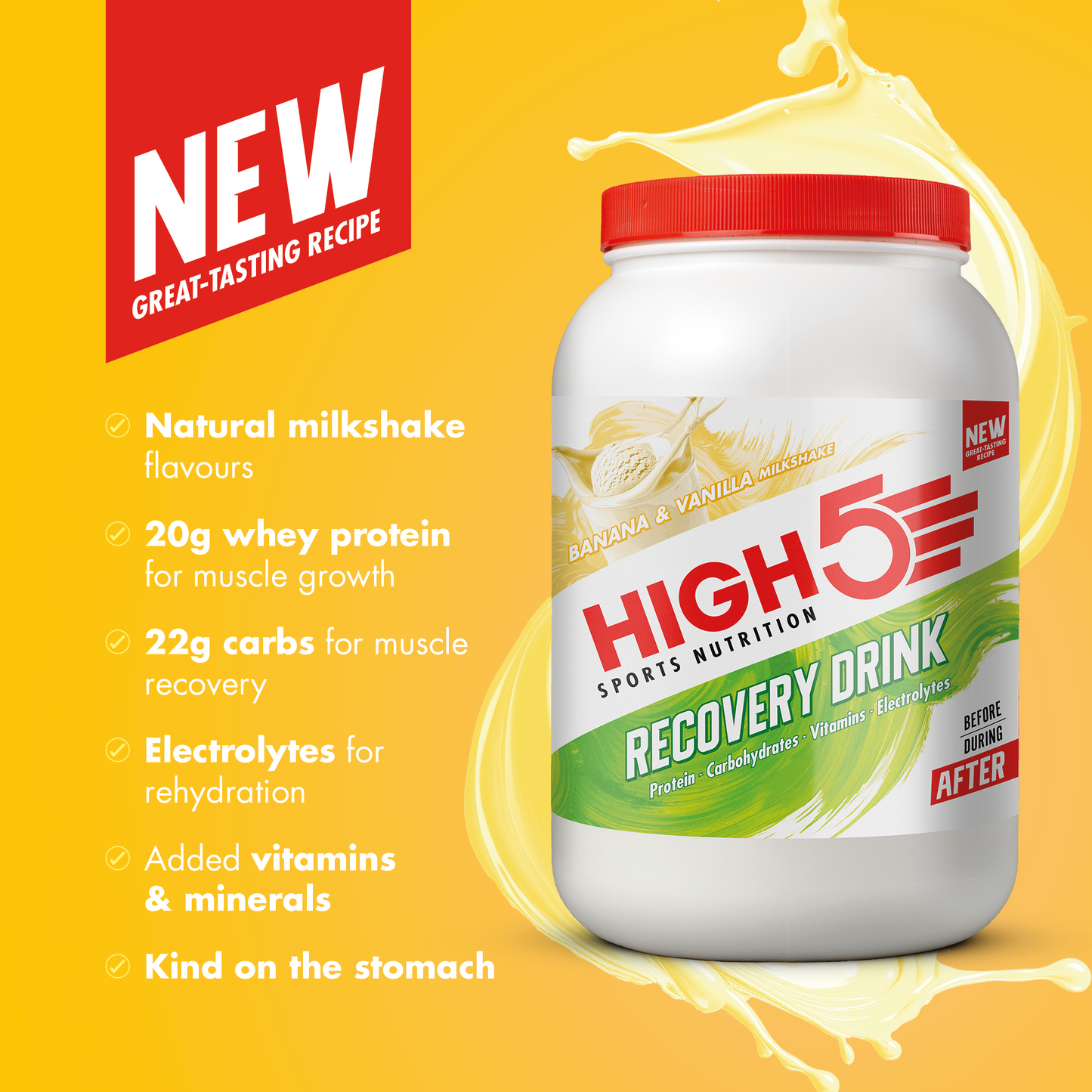 Boisson de Récupération HIGH5 RECOVERY DRINK (450g) Banane Vanille Milkshake