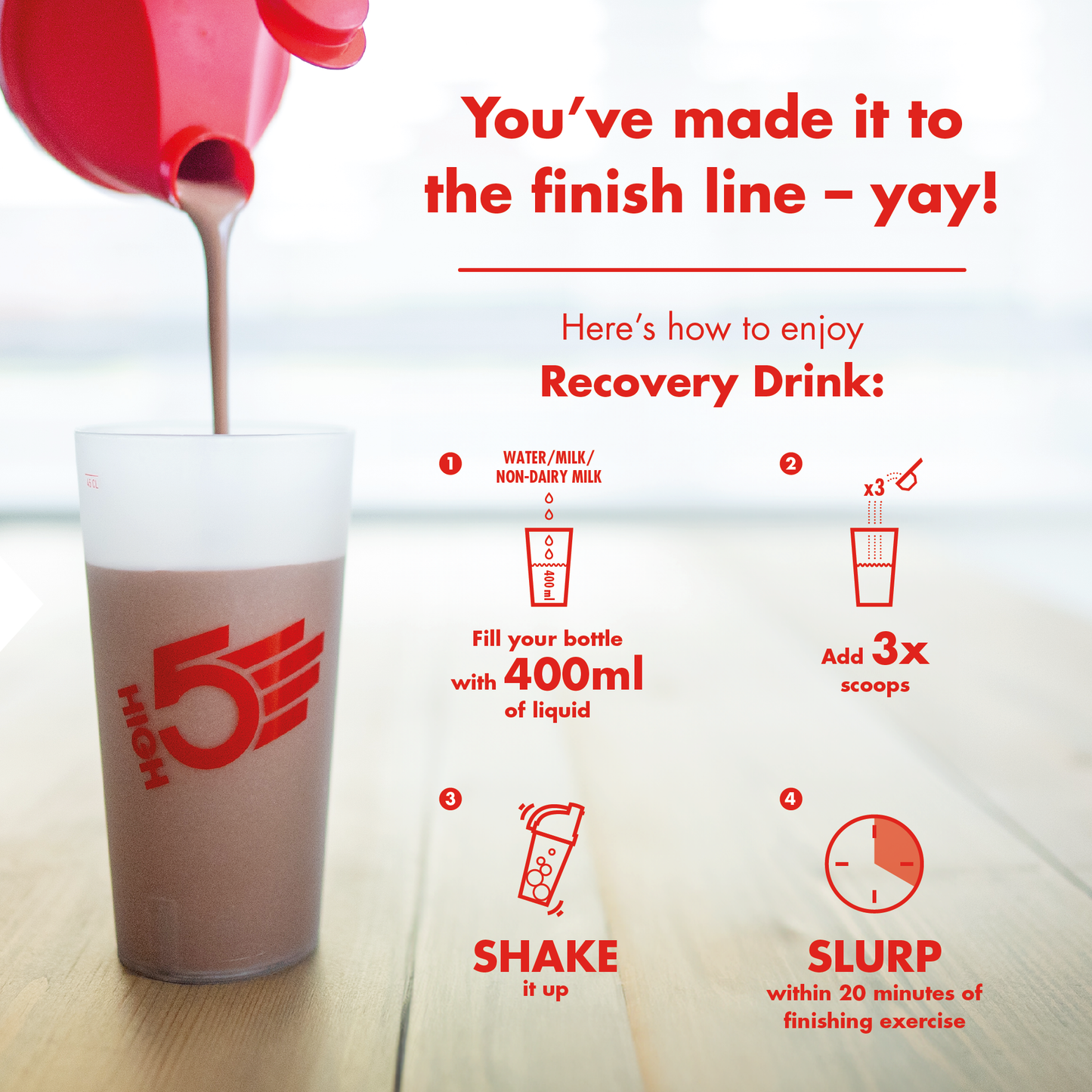 Boisson de Récupération HIGH5 RECOVERY DRINK (450g) Banane Vanille Milkshake