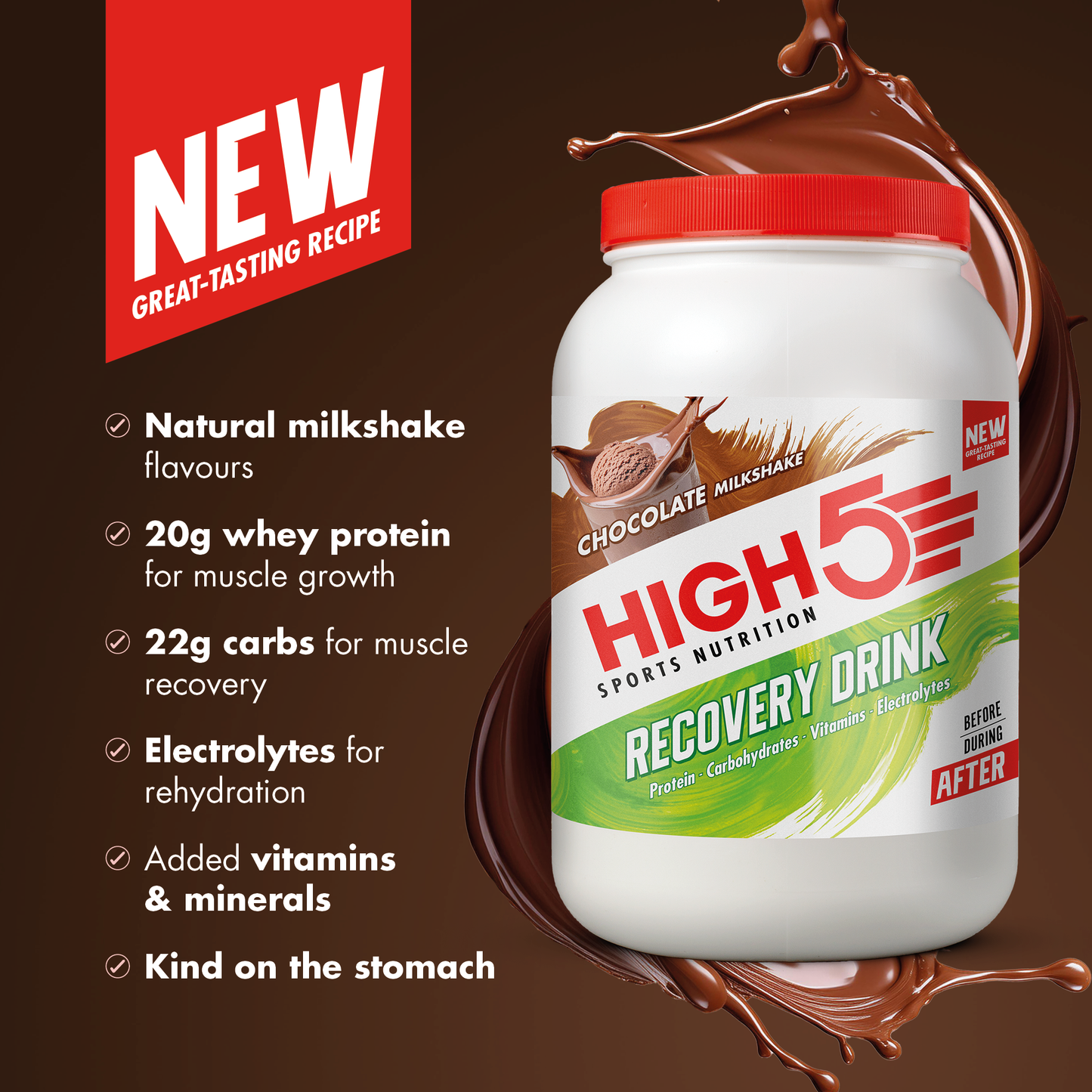 Boisson de Récupération HIGH5 RECOVERY DRINK (450g) Chocolat Milkshake