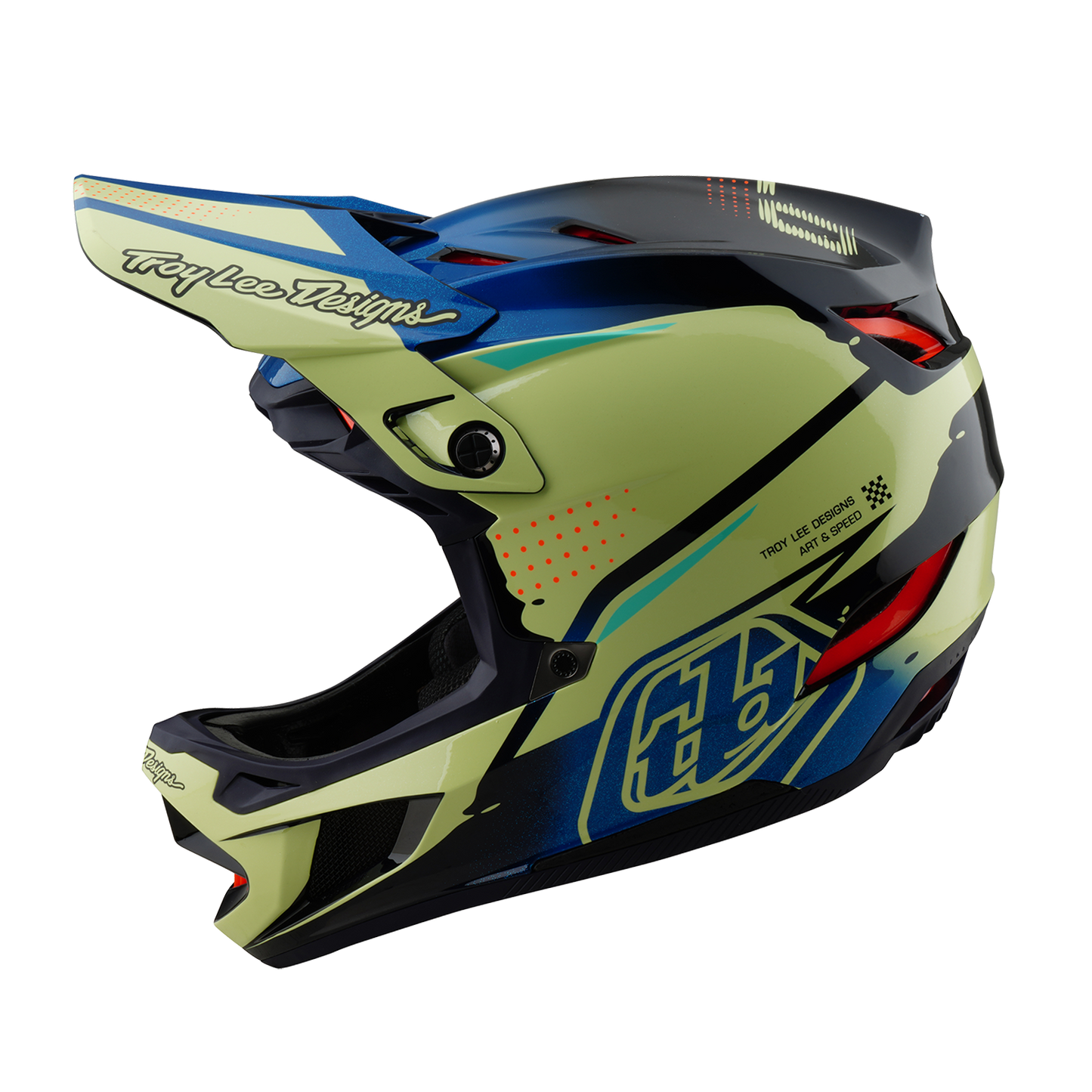Casque VTT TROY LEE DESIGNS D4 COMPOSITE MIPS Drip Jaune