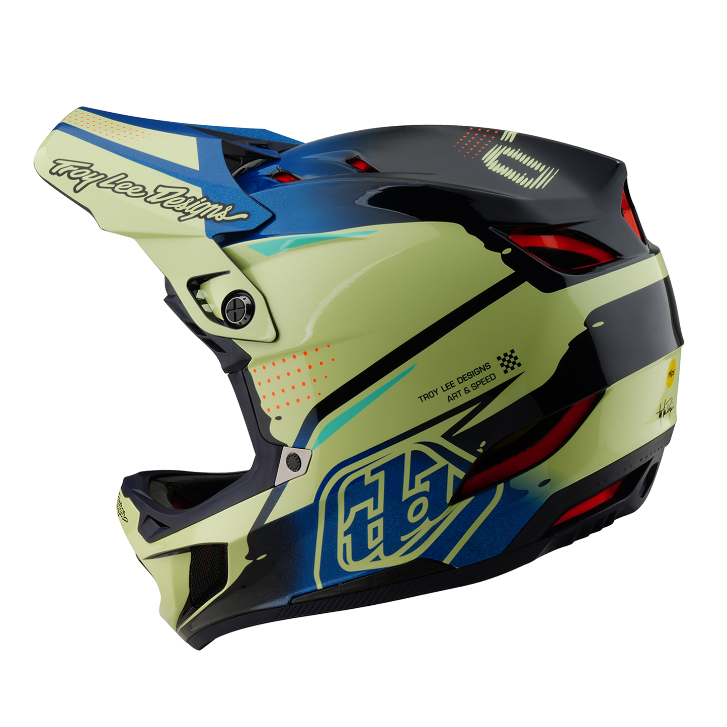Casque VTT TROY LEE DESIGNS D4 COMPOSITE MIPS Drip Jaune