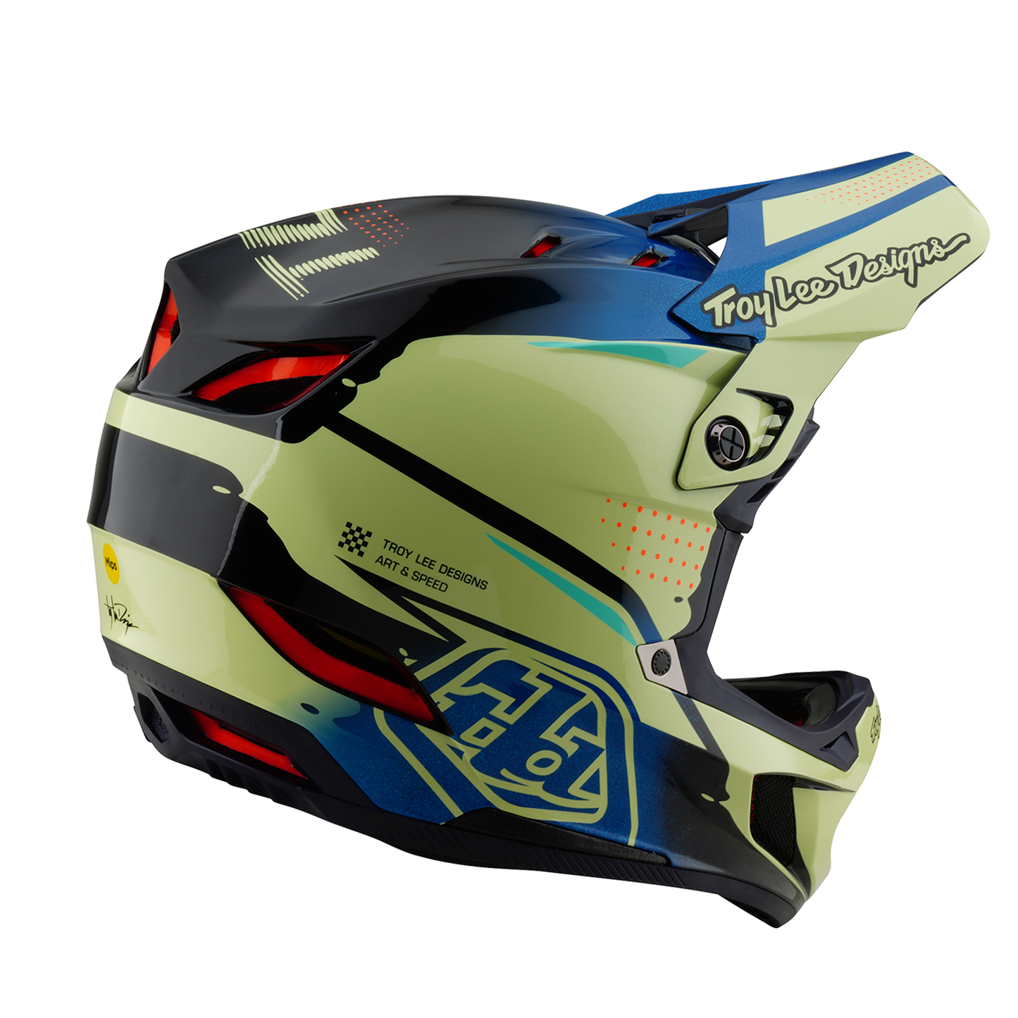 Casque VTT TROY LEE DESIGNS D4 COMPOSITE MIPS Drip Jaune