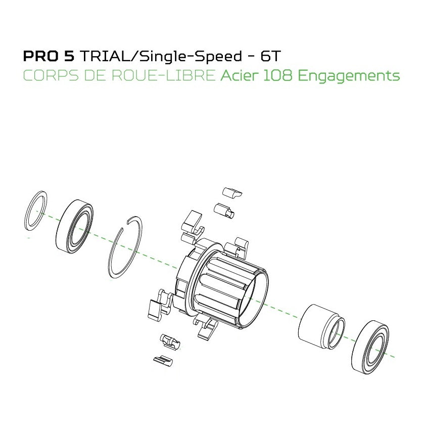 Moyeu Arrière HOPE PRO 5 135mm Trial/SingleSpeed 6 Trous Noir