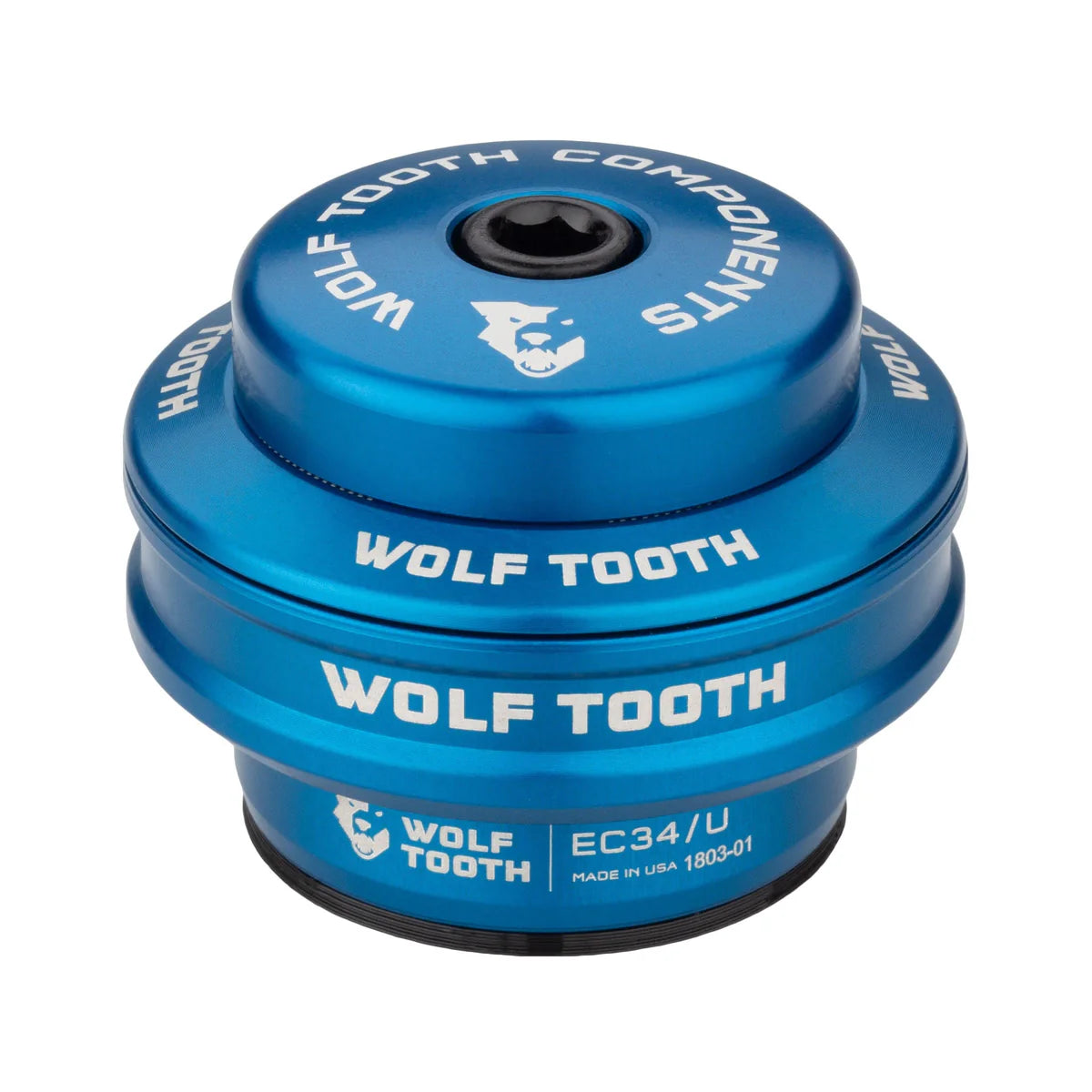 Cuvette Haute pour Jeu de Direction Externe WOLF TOOTH PREMIUM 1"1/8 EC34 Stack 16 mm Bleu