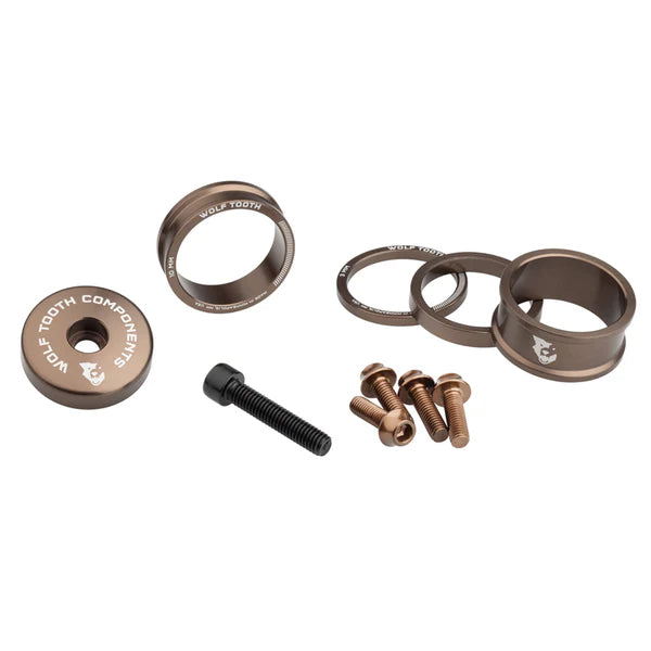 Kit Entretoises, Capot de Potence et Vis WOLFTOOTH BLING KIT Espresso