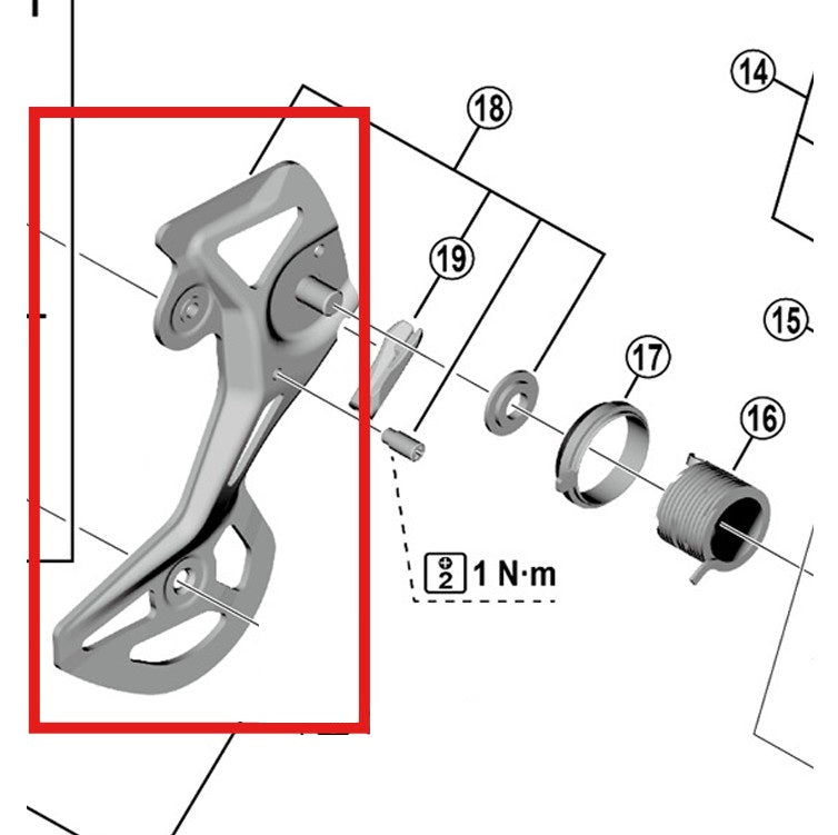Chape de Dérailleur Arrière Externe SHIMANO GS RD-M8100RX822